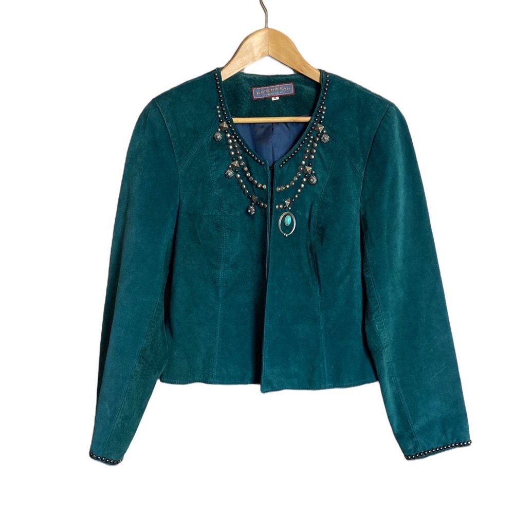 Ranch Wear Double D studded turquoise suede jacket M